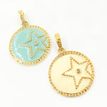 Load image into Gallery viewer, Diamond Sterling Silver Round Star Enamel Pendant