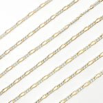 Load image into Gallery viewer, XM/3831C. 14K Gold Filled & Sterling Silver Figaro Link Chain – Long Gold, Short Silver Pattern