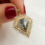 Load image into Gallery viewer, KG82B. 14K Solid Gold Diamond and Fancy Diamond Rhomb Charm