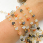 Load image into Gallery viewer, Multi Moonstone Gold Plated 925 Sterling Silver Wire Chain
