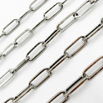 Load image into Gallery viewer, V13OX. Oxidized Sterling Silver Flat Paperclip Chain