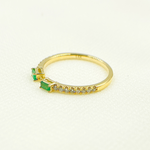 Load image into Gallery viewer, 14K Solid Gold Diamond & Emerald Ring.