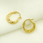 Load image into Gallery viewer, GER134. 14K Gold Twisted Hollow Hoop Earrings