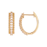 Load image into Gallery viewer, EHE57298. 14K Solid Yellow Gold Diamond Hoop Earrings