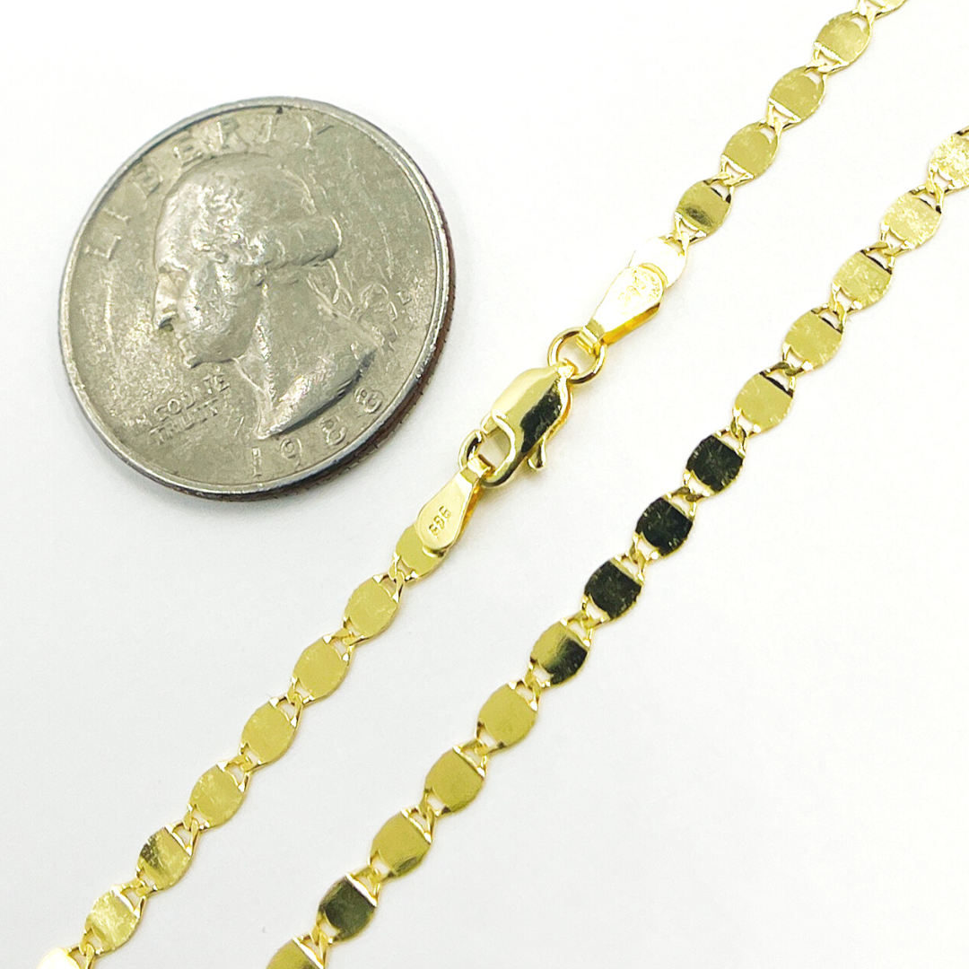 14K Solid Gold Diamond Cut Marina Chain