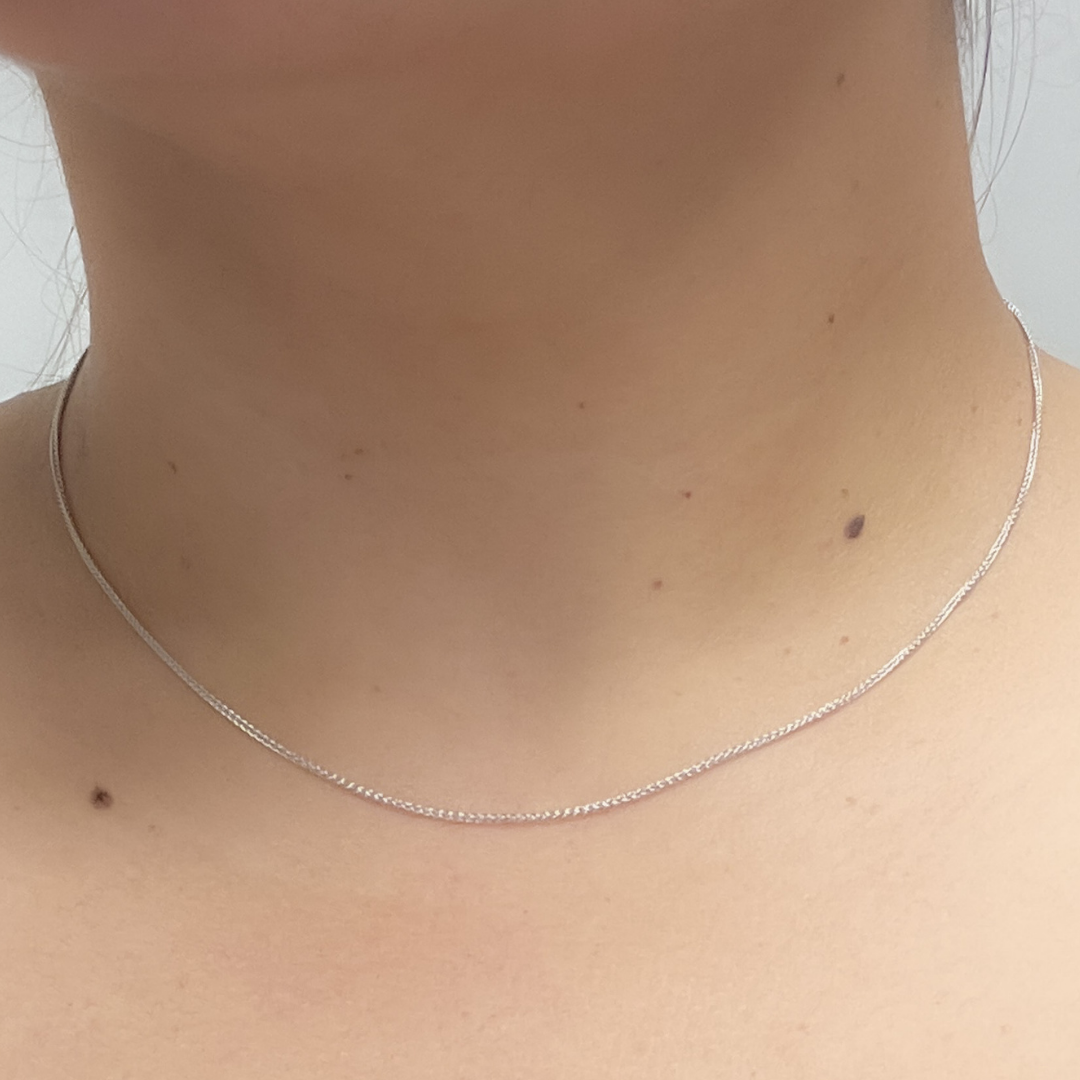 025SP2LGWG. 14K Solid White Gold Wheat Chain