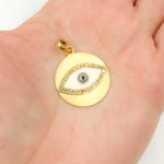 Load image into Gallery viewer, Diamond Sterling Silver Round Eye Enamel Pendant with Gemstone