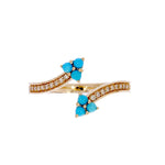 Load image into Gallery viewer, RFC19318TQ. 14K Solid Yellow Gold Diamond and Turquoise Open Triangle Ring