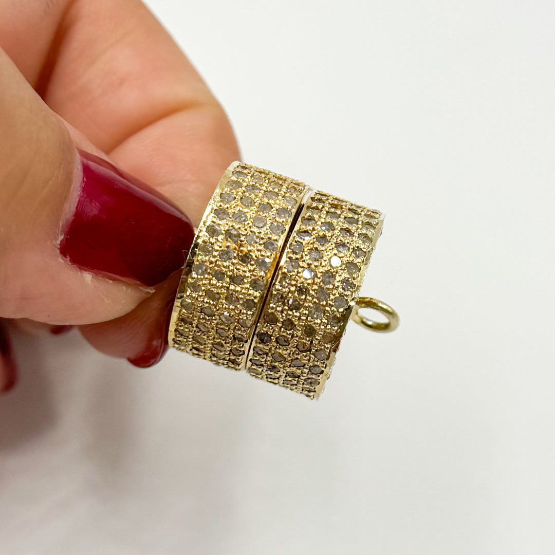 DC510. Diamond Sterling Silver Magnetic Barrel Clasp