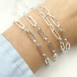 Load image into Gallery viewer, Sterling Silver Flat Paperclip Link Chain