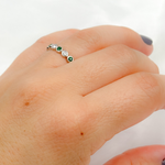 Load image into Gallery viewer, 14k Solid Gold Emerald and Diamond Band Ring.