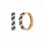 Load image into Gallery viewer, EHE56872. 14K Solid Gold Diamonds and Turquoise Hoops