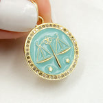 Load image into Gallery viewer, Shop Now Silver Round Libra Zodiac Enamel Pendant