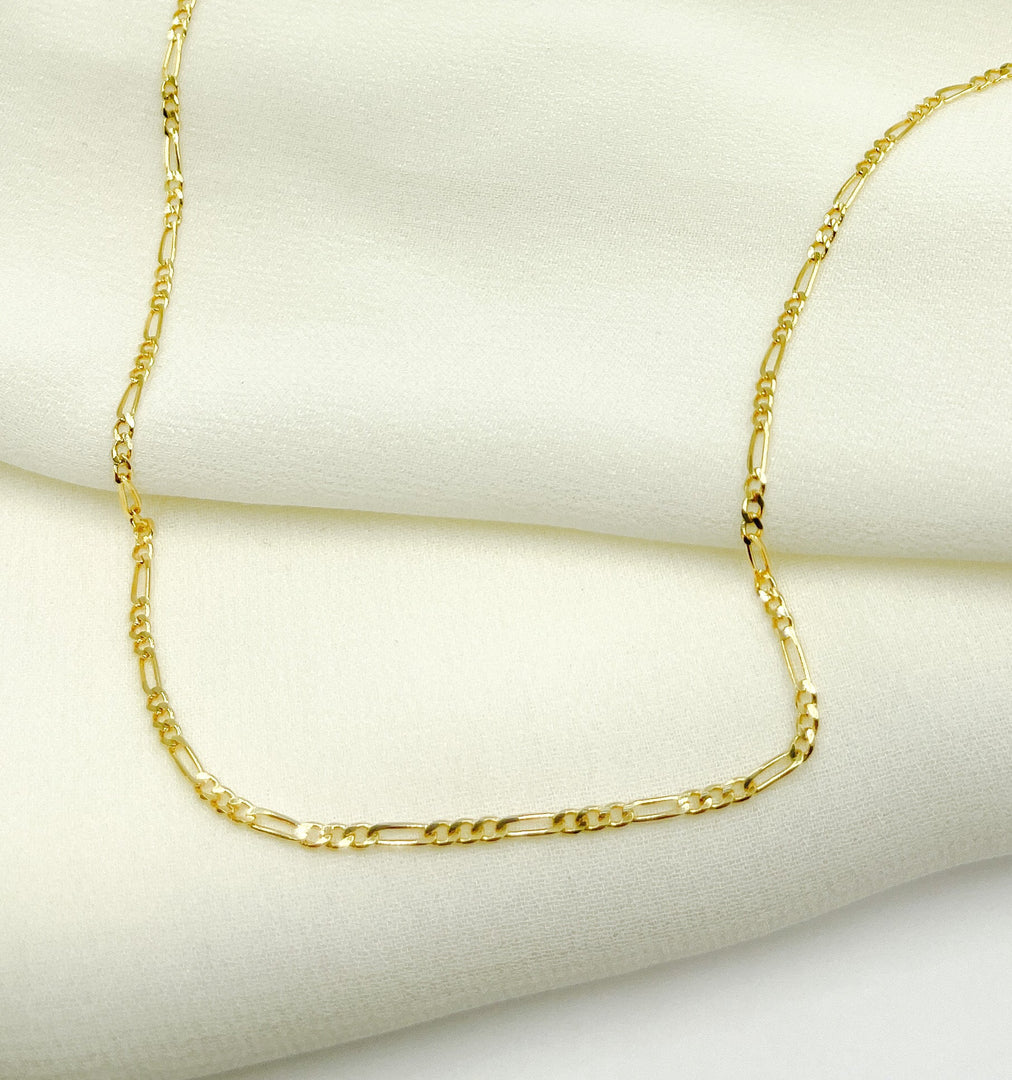 14K Solid Gold Figaro Chain