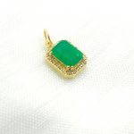 Load image into Gallery viewer, Buy 14K Solid Gold Diamond and Emerald Rectangle Charm
