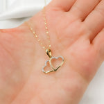 Load image into Gallery viewer, 14K Solid Gold Two Heart Charm with Diamonds. EJP1519