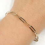 Load image into Gallery viewer, 14K Yellow Gold Hollow Flat Paperclip Bracelet