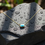 Load image into Gallery viewer, NT410755. 14K Solid Gold Rectangular Turquoise Fancy Tiny Necklace