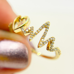 Load image into Gallery viewer, 14K Solid Gold Heart Beat Diamond Ring.