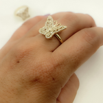 Load image into Gallery viewer, 14K Solid Gold Butterfly Diamond Ring.