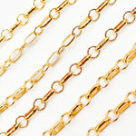 Load image into Gallery viewer, 591GP. Gold Plated Silver Long and Short Link Chain