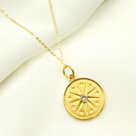 Load image into Gallery viewer, GDP176. 14K Solid Gold Charm. Circle Pendant with Diamonds