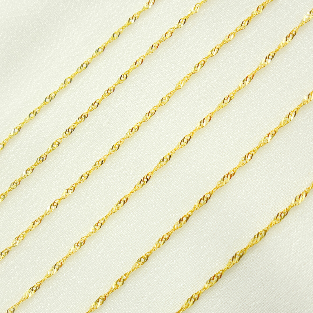 14K Solid Yellow Gold Singapore Chain