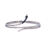 Load image into Gallery viewer, BNO68678BS. 14K Solid White Gold Diamond and Blue Sapphire Bangle