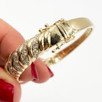 Load image into Gallery viewer, BNQ68518. 14K Solid Gold Twisted Fancy Bangle with Diamonds