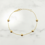 Load image into Gallery viewer, BRSET701. 14k Solid Yellow Gold Flat Bead Link Bracelet