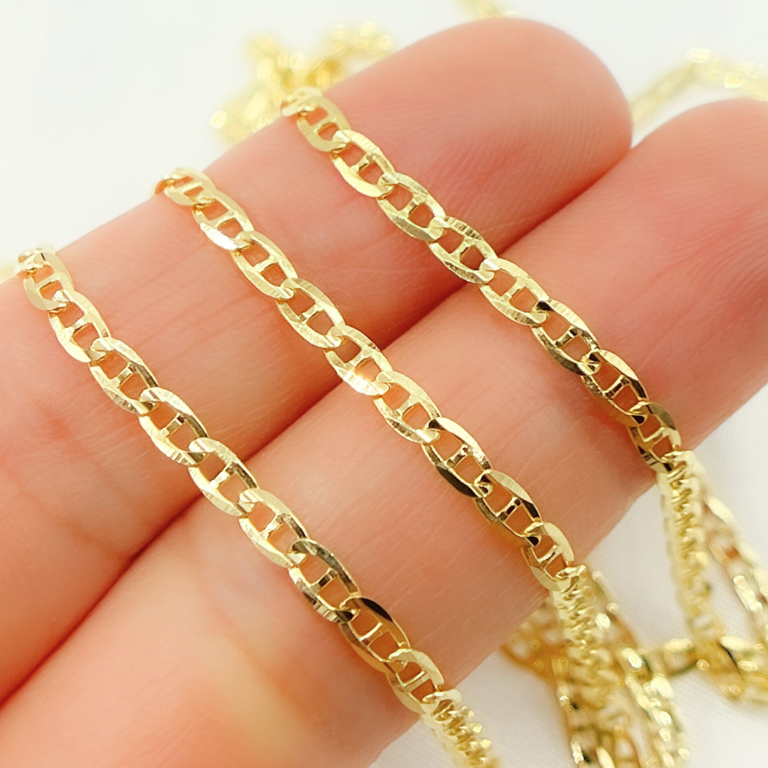 14k Solid Gold Flat Marina Link Chain
