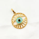 Load image into Gallery viewer, Diamond Sterling Silver Round Eye Enamel Pendant with Gemstone