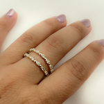 Load image into Gallery viewer, ZGG681. 14K Solid Yellow Gold Double Diamond Ring
