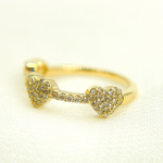 Load image into Gallery viewer, 14K Solid Yellow Gold Diamond Hearts Band Ring.