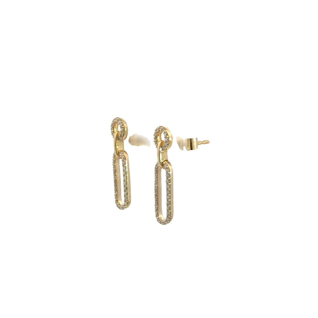 14k Solid Gold Diamond Dangle Ovals Earrings. ER416416Y