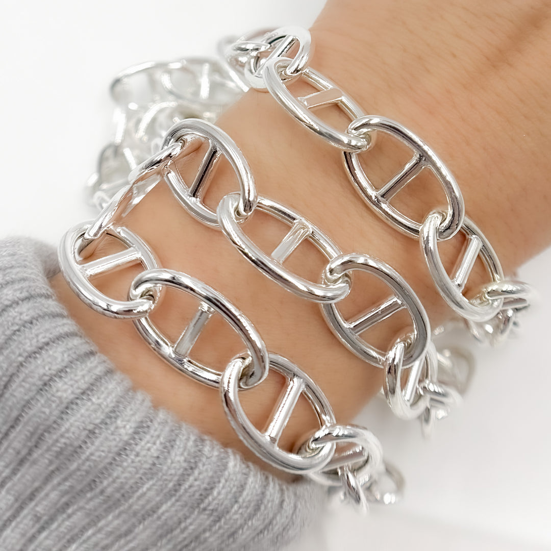 Silver Hollow Smooth Marina Link Chain