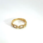 Load image into Gallery viewer, 14k Solid Gold Diamond Chain Ring.
