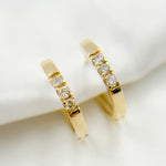 Load image into Gallery viewer, EHD56010. 14K Solid Yellow Gold Diamond Hoop Earring