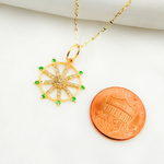 Load image into Gallery viewer, GDP646. 14K Solid Gold Circle Charm with Diamond and Gemstone