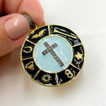 Load image into Gallery viewer, Diamond Sterling Silver Round Cross Enamel Pendant