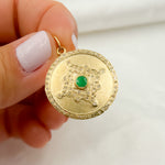 Load image into Gallery viewer, 14K Solid Gold Diamond and Gemstone Round Charm. GDP245