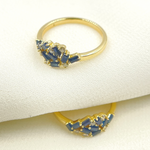 Load image into Gallery viewer, 14K Solid Yellow Gold Cluster Diamond and Blue Sapphire Ring.