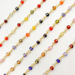 Load image into Gallery viewer, Multi Color CZ Roundel Wire Wrapped Chain