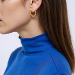 Load image into Gallery viewer, Buy Now Gold Twist Double Round Hollow Hoop Earrings