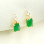 Load image into Gallery viewer, CE95814EM6X4. 14k Solid Yellow Gold Emerald & Diamond Dangle Studs