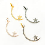 Load image into Gallery viewer, DP491. Diamond Sterling Silver Moon and Star Pendant