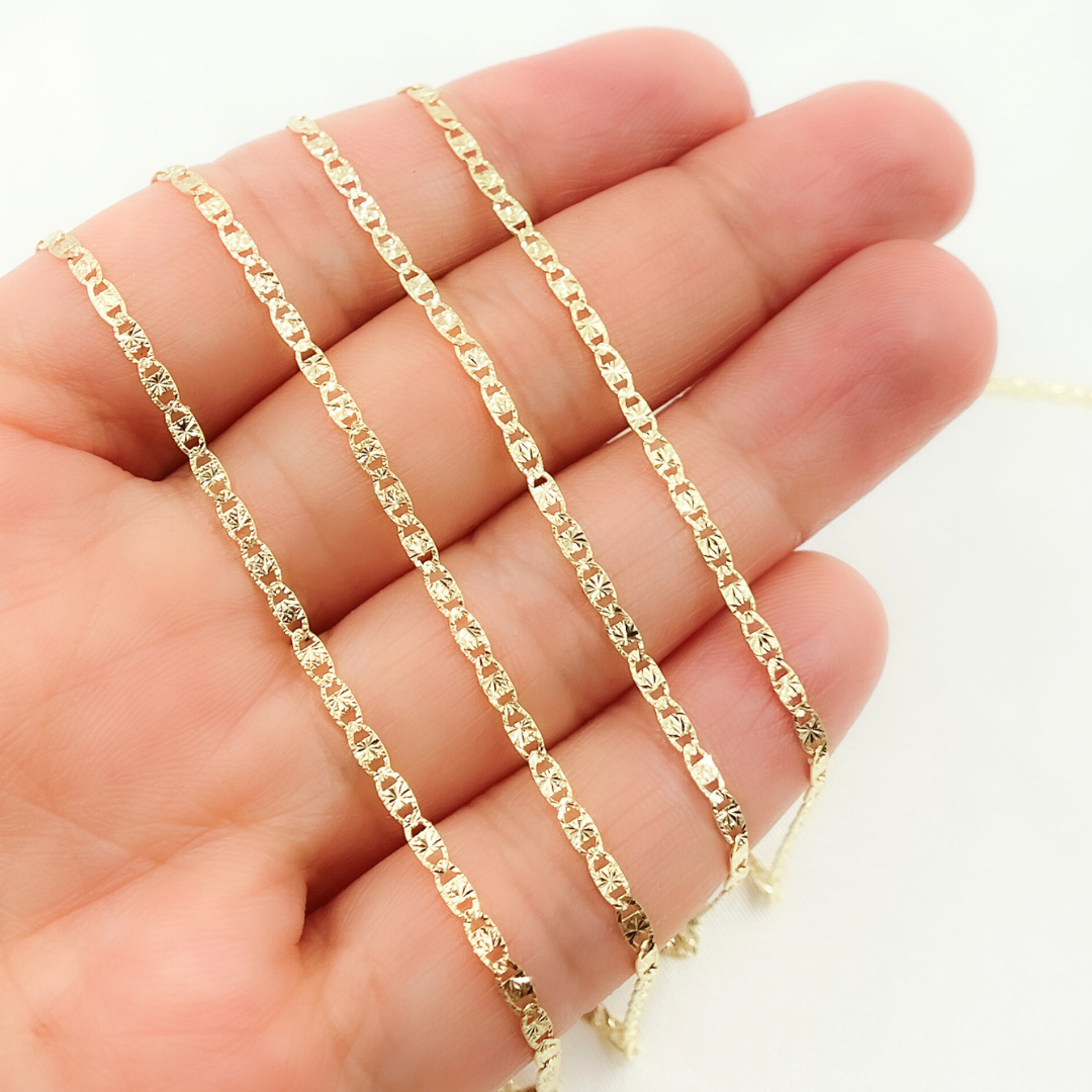 Yellow Gold Diamond Cut Marina Link Chain