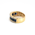 Load image into Gallery viewer, 14k Solid Gold Blue Sapphire and Diamond Eternity Band Ring.