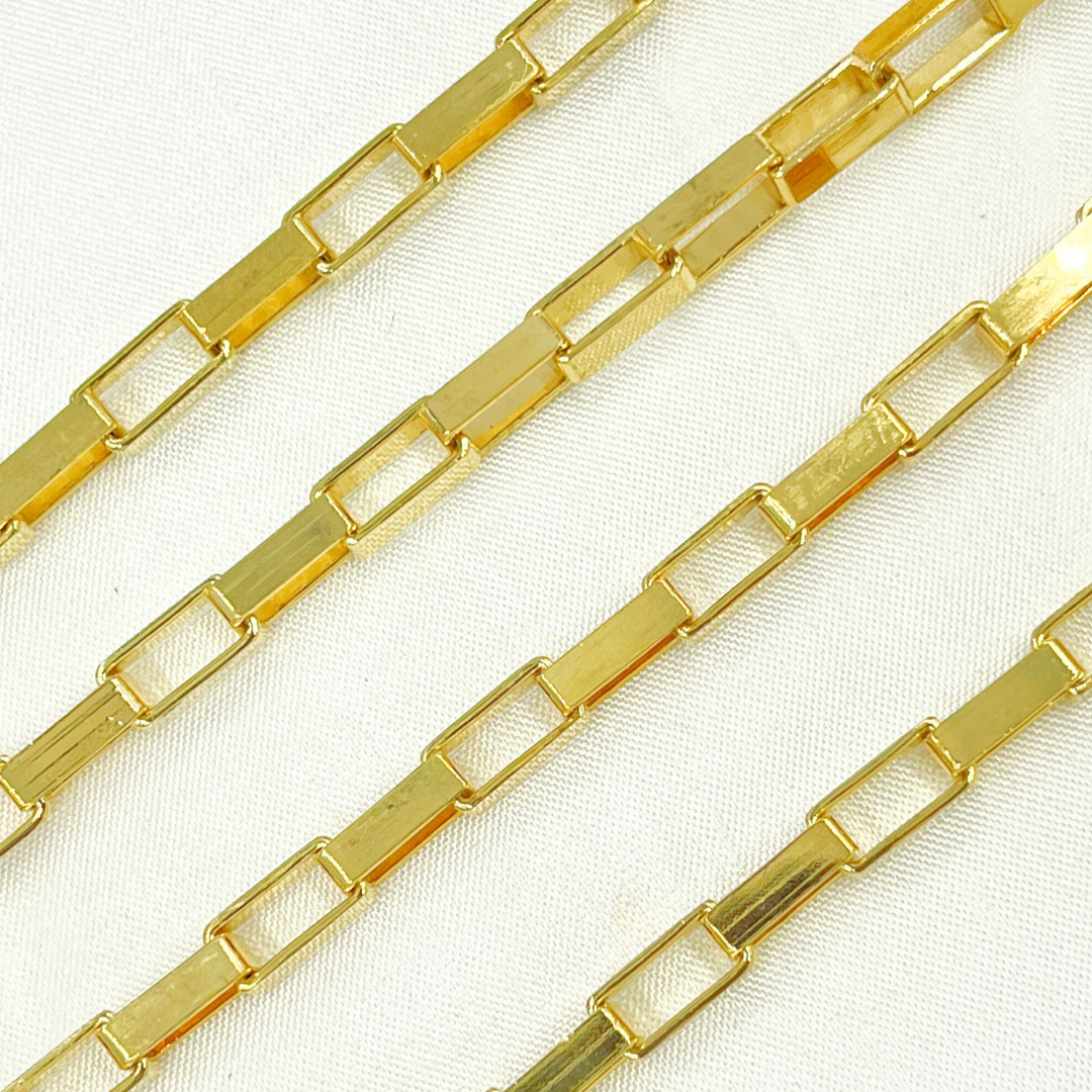 V42GP. Gold Plated 925 Sterling Silver Flat Box Chain