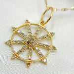 Load image into Gallery viewer, GDP646. 14K Solid Gold Circle Charm with Diamond and Gemstone